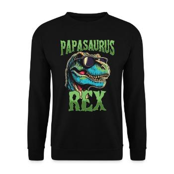 Papasaurus Rex T Rex Dinosaur Father's Day Gift - Unisex Sweatshirt - black - Front - Alina (178cm) & Michal (187cm)