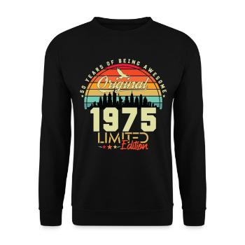 1975 Anniversaire vintage rétro né en 1975 - Sweat-shirt Unisexe - noir - Devant - Alina (178cm) & Michal (187cm)