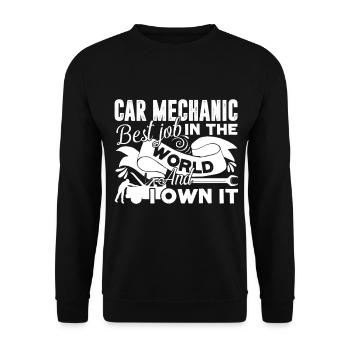 Car Mechanic Best Job In The World - Unisex Sweatshirt - black - Front - Alina (178cm) & Michal (187cm)