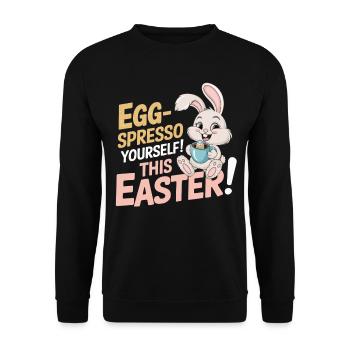 Egg-spresso yourself! Easter bunny with coffee cup - Unisex Sweatshirt - black - Front - Alina (178cm) & Michal (187cm)