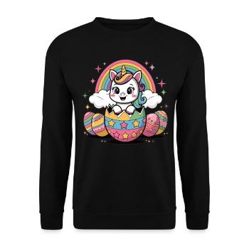 Magical Unicorn Easter Egg – Colorful Easter Gift - Unisex Sweatshirt - black - Front - Alina (178cm) & Michal (187cm)