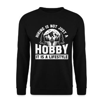 Hiking is not just a hobby, it is a lifestyle - - Unisex Sweatshirt - black - Front - Alina (178cm) & Michal (187cm)