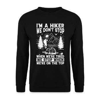Funny Hiking Sayings Mountain Hiking - Unisex Sweatshirt - black - Front - Alina (178cm) & Michal (187cm)