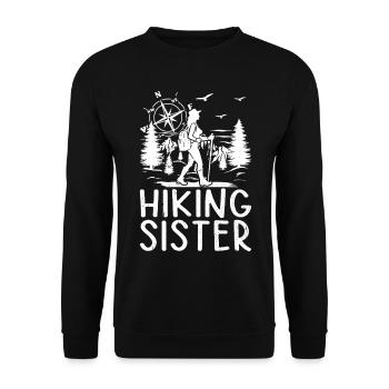 Hiking Sister Hiking Lover Mountain Hiking Sister - Unisex Pullover - Schwarz - Vorne - Alina (178cm) & Michal (187cm)
