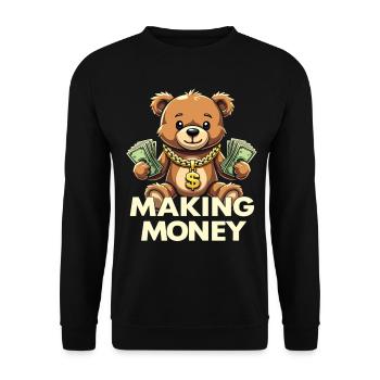 Making Money Money Bear Hustler Erfolgreiche - Unisex Pullover - Schwarz - Vorne - Alina (178cm) & Michal (187cm)