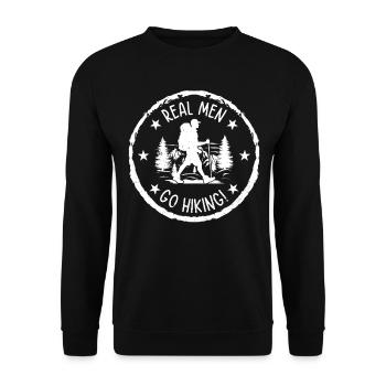 Real men go Hiking - Outdoor Hiking Mountain Hiker - Unisex Pullover - Schwarz - Vorne - Alina (178cm) & Michal (187cm)