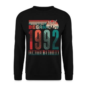 Anniversaire 1992 Vintage Avril Rétro Cadeau - Sweat-shirt Unisexe - noir - Devant - Alina (178cm) & Michal (187cm)