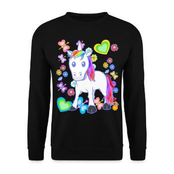 Licorne Licornes Enfants Enfant Cheval Chevaux - Sweat-shirt Unisexe - noir - Devant - Alina (178cm) & Michal (187cm)