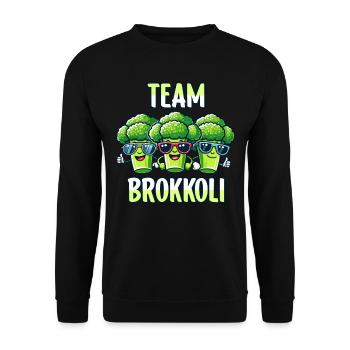 Brokkoli, Vegetarier, Gemüse, Vegan, Team Brokkoli - Unisex Pullover - Schwarz - Vorne - Alina (178cm) & Michal (187cm)