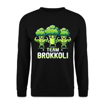 Brokkoli, Vegetarier, Gemüse, Vegan, Team Brokkoli - Unisex Pullover - Schwarz - Vorne - Alina (178cm) & Michal (187cm)