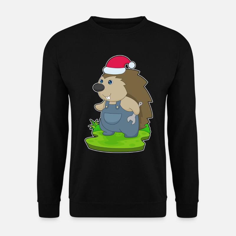 Hedgehog Christmas Mechanic - Unisex Sweatshirt - black