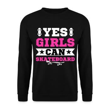 Skateboard Girl Skater Saying - Unisex Sweatshirt - black - Front - Alina (178cm) & Michal (187cm)