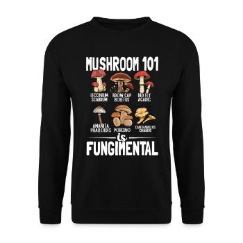Mushroom 101 Pilze sind Fundamentale Pilzsammler - Unisex Pullover - Schwarz - Vorne - Alina (178cm) & Michal (187cm)
