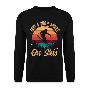 Just A Snow Junkie On Ski Vintage Retro - Unisex Sweatshirt - black - Front - Alina (178cm) & Michal (187cm)