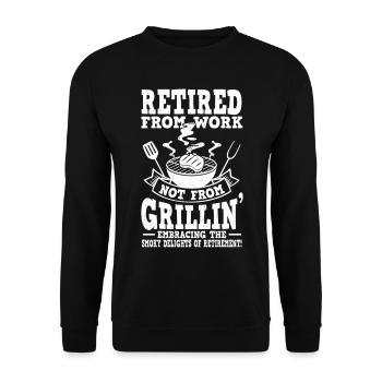 Retraité de son emploi et non de griller des barbecues à la fumée - Sweat-shirt Unisexe - noir - Devant - Alina (178cm) & Michal (187cm)