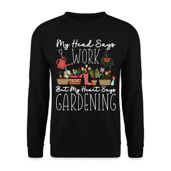 Plant Lover Gardening My Head Says - Unisex Sweatshirt - black - Front - Alina (178cm) & Michal (187cm)