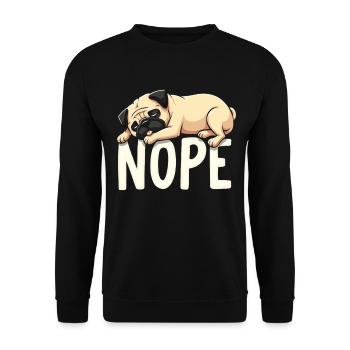 Carlin Carlin Chien paresseux NOPE Carlin Dicton - Sweat-shirt Unisexe - noir - Devant - Alina (178cm) & Michal (187cm)