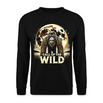 Call of the Wild – Majestätischer Orang-Utan - Unisex Pullover - Schwarz - Vorne - Alina (178cm) & Michal (187cm)