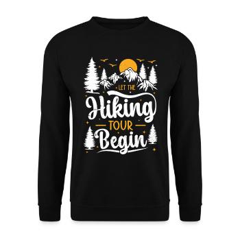 Let the hiking tour begin - Funny Hiking Mountain - Unisex Sweatshirt - black - Front - Alina (178cm) & Michal (187cm)