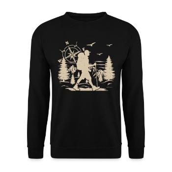 Mountain Hiking Men Adventure Hiking Men - Unisex Sweatshirt - black - Front - Alina (178cm) & Michal (187cm)