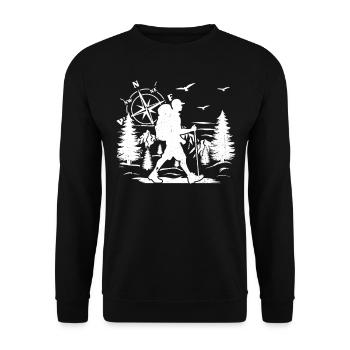 Hiking Men Hiking Lover Mountain Hiking Men - Unisex Pullover - Schwarz - Vorne - Alina (178cm) & Michal (187cm)
