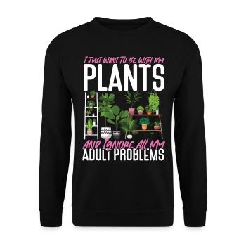 Plant Lover Gardening I Just Want - Unisex Sweatshirt - black - Front - Alina (178cm) & Michal (187cm)