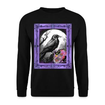 Halloween Raven Raven Crow Crow - Unisex Sweatshirt - black - Front - Alina (178cm) & Michal (187cm)