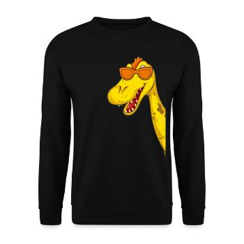Funny Dino with Sunglasses Funny Dinosaur - Unisex Pullover - Schwarz - Vorne - Alina (178cm) & Michal (187cm)