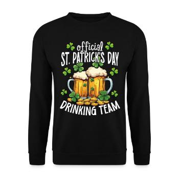 Offizielles St. Patrick's Day Trinkteam - Unisex Pullover - Schwarz - Vorne - Alina (178cm) & Michal (187cm)