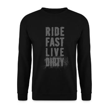 RIDE FAST LIVE DIRTY – MOUNTAIN BIKE - MOTOCROSS - Unisex Sweatshirt - black - Front - Alina (178cm) & Michal (187cm)