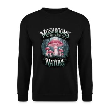 Mushrooms – The Magic of Nature - Unisex Sweatshirt - black - Front - Alina (178cm) & Michal (187cm)