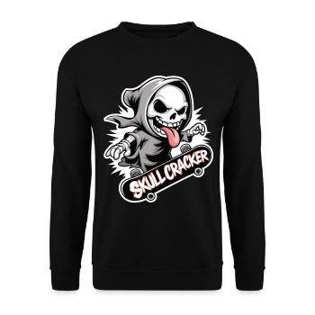 Drôle de faucheuse sur planche à roulettes - Sweat-shirt Unisexe - noir - Devant - Alina (178cm) & Michal (187cm)
