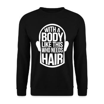 Glatze ist sexy – Witziges Männer-T-Shirt - Unisex Pullover - Schwarz - Vorne - Alina (178cm) & Michal (187cm)