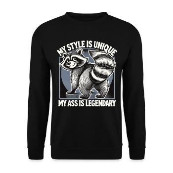 Raccoon Saying - My Style Is Unique - Unisex Sweatshirt - black - Front - Alina (178cm) & Michal (187cm)