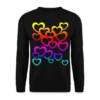 Colorful Hearts Gradient Rainbow Heart Icon - Unisex Sweatshirt - black - Front - Alina (178cm) & Michal (187cm)