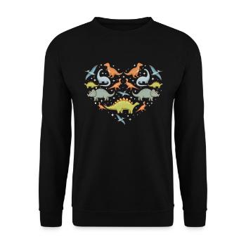Dinosaur T-Rex Dinosaur T-Rex Dino Heart - Unisex Sweatshirt - black - Front - Alina (178cm) & Michal (187cm)