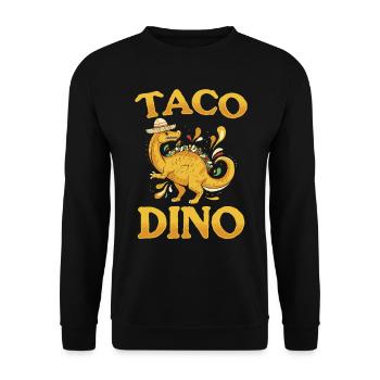 Funny Dinosaur Taco Dino Funny Dino - Unisex Sweatshirt - black - Front - Alina (178cm) & Michal (187cm)