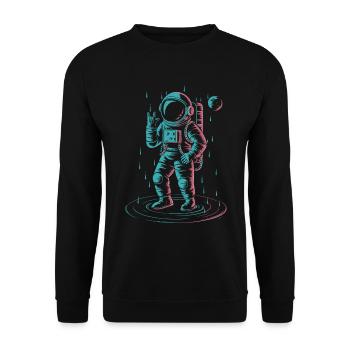 Neon Space Astronaut Retro INTO THE AM Cool - Sweat-shirt Unisexe - noir - Devant - Alina (178cm) & Michal (187cm)