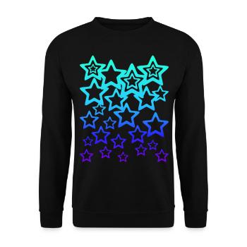 Many blue stars, star pattern - Unisex Sweatshirt - black - Front - Alina (178cm) & Michal (187cm)