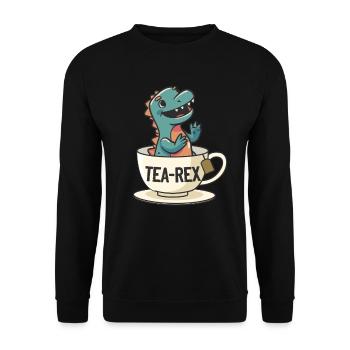 Funny Dinosaur Tea-Rex Dinosaur - Unisex Sweatshirt - black - Front - Alina (178cm) & Michal (187cm)
