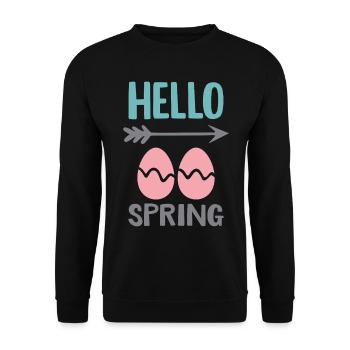 Bonjour le design printanier avec des œufs de Pâques - Sweat-shirt Unisexe - noir - Devant - Alina (178cm) & Michal (187cm)