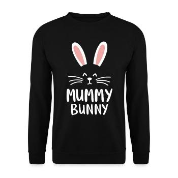 Mummy Bunny Osterdesign für Hasenfans - Unisex Pullover - Schwarz - Vorne - Alina (178cm) & Michal (187cm)