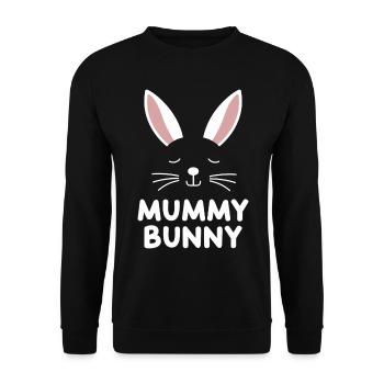 Mummy Bunny Osterdesign für Hasenfans - Unisex Pullover - Schwarz - Vorne - Alina (178cm) & Michal (187cm)