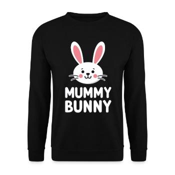 Mummy Bunny Osterdesign für Hasenfans - Unisex Pullover - Schwarz - Vorne - Alina (178cm) & Michal (187cm)