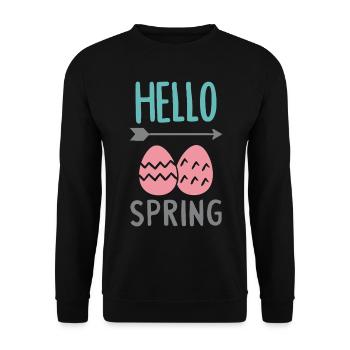 Bonjour le design printanier avec des œufs de Pâques - Sweat-shirt Unisexe - noir - Devant - Alina (178cm) & Michal (187cm)