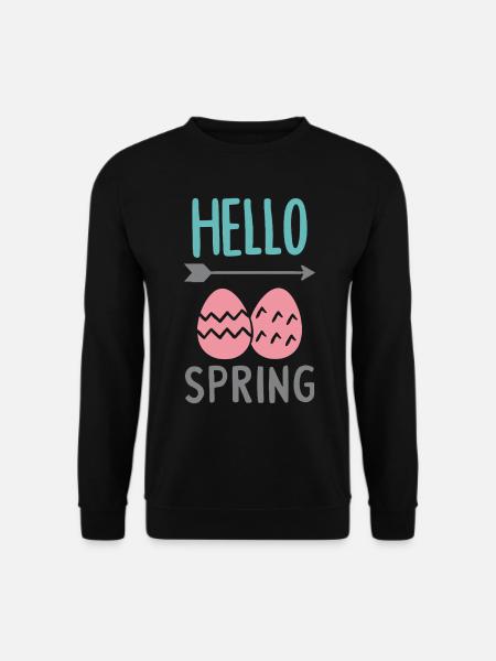 Hello Spring Frühlingsdesign mit Ostereiern - Unisex Pullover - Schwarz
