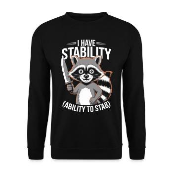 Sarkastischer Waschbär Humor - Unisex Pullover - Schwarz - Vorne - Alina (178cm) & Michal (187cm)