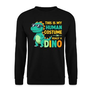 Drôle de dinosaure - C’est mon costume humain Je suis - Sweat-shirt Unisexe - noir - Devant - Alina (178cm) & Michal (187cm)