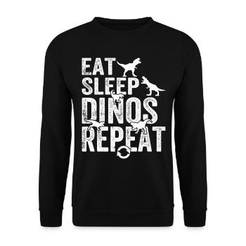 Eat Sleep Dinos Repeat - Dino Dinosaur Lover - Unisex Sweatshirt - black - Front - Alina (178cm) & Michal (187cm)