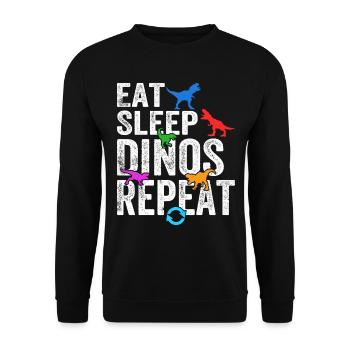 Eat Sleep Dinos Repeat - Dinosaur Dino Lover - Unisex Sweatshirt - black - Front - Alina (178cm) & Michal (187cm)